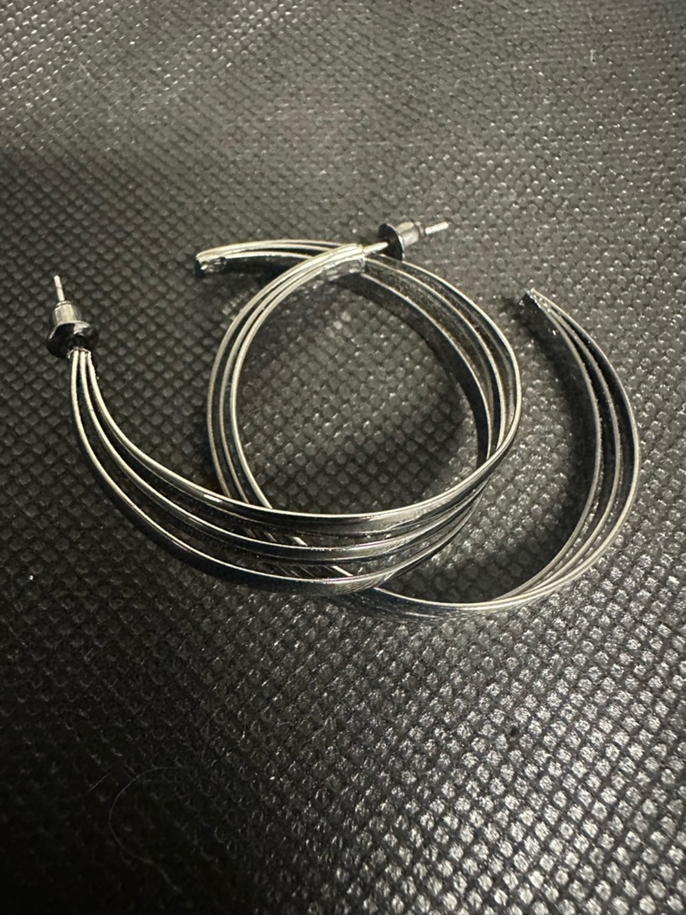 Gunmetal Multi Hoop Earrings - Women's Fashion Jewelry